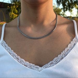 Silver Curb Chain Necklace